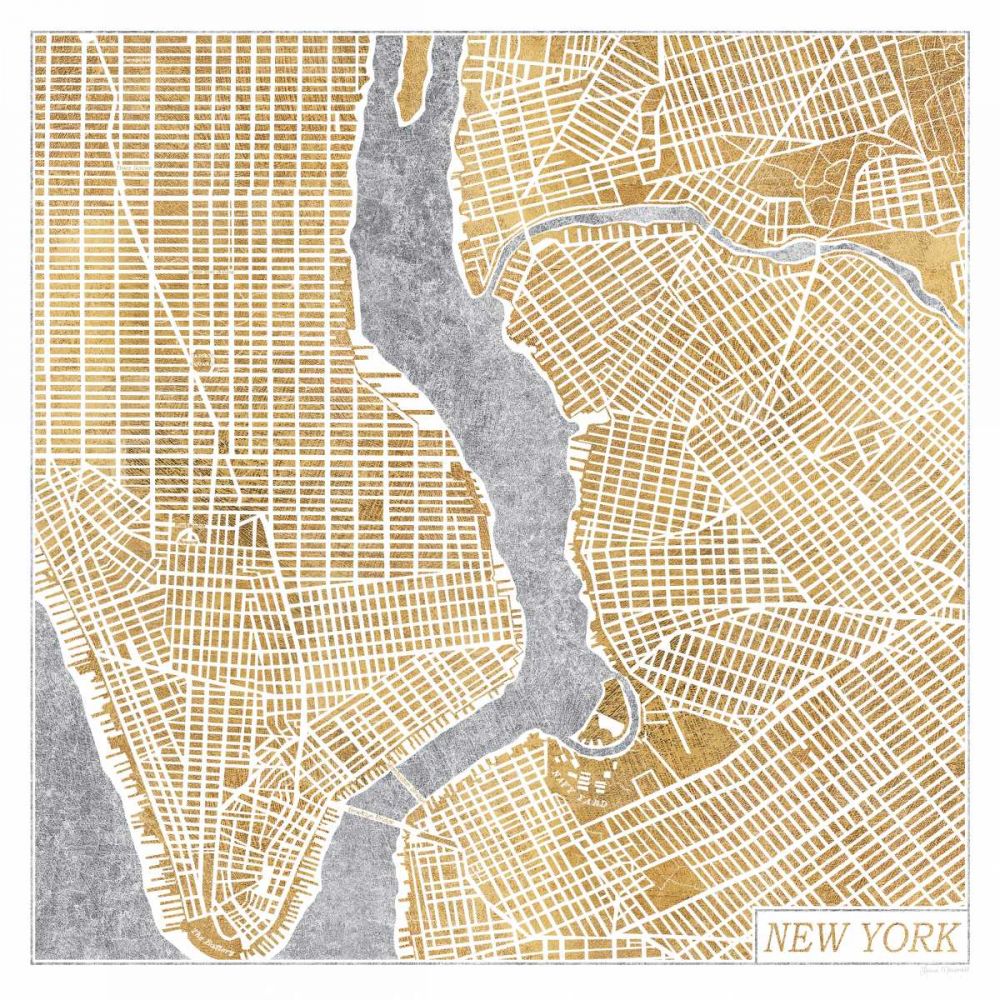 Gilded New York  Map art print by Laura Marshall for $57.95 CAD