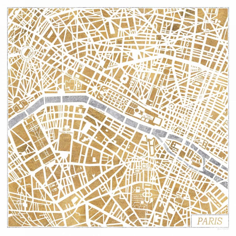 Gilded Paris Map art print by Laura Marshall for $57.95 CAD