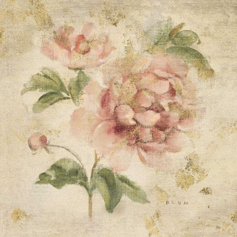 Coral Rose on Antique Linen Light Gold art print by Cheri Blum for $57.95 CAD