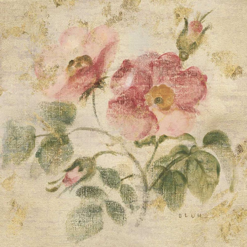 Burgundy Rose on Antique Linen Light Gold art print by Cheri Blum for $57.95 CAD