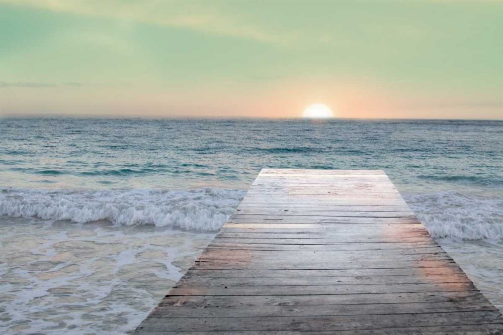 Sunrise Dock art print by Sue Schlabach for $57.95 CAD