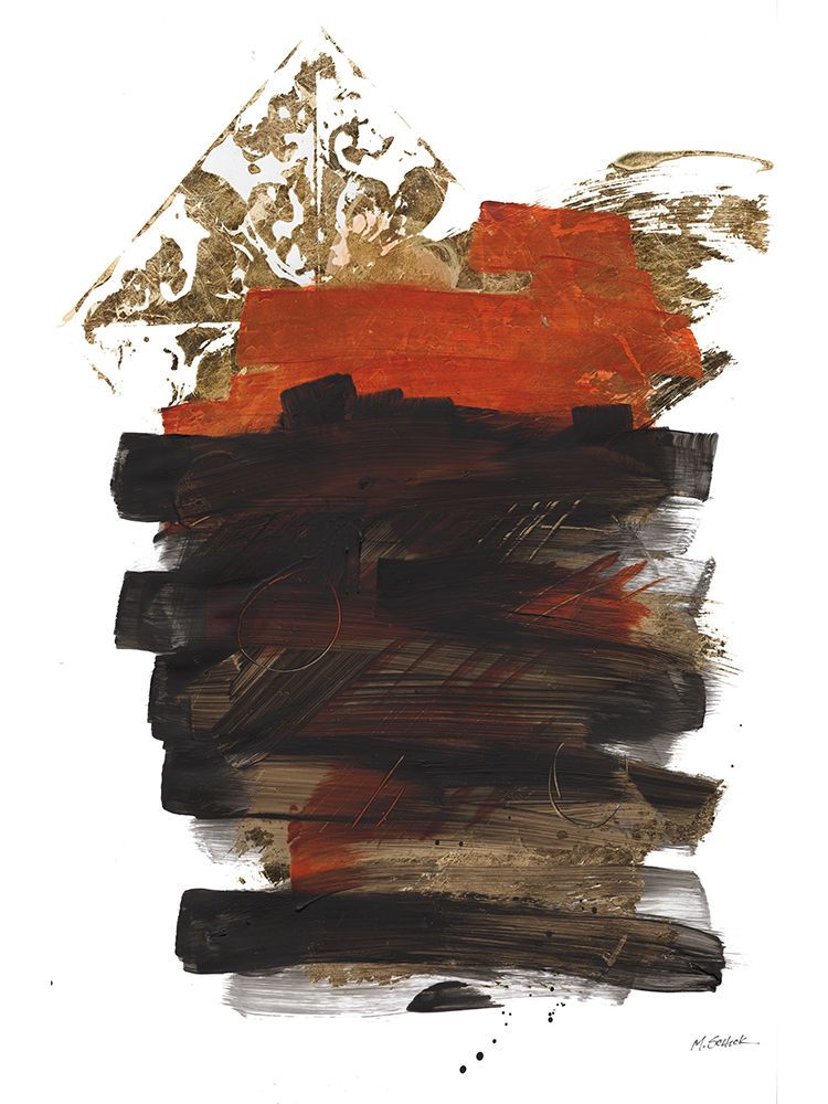 Gold Black Abstract II Red art print by Mike Schick for $57.95 CAD