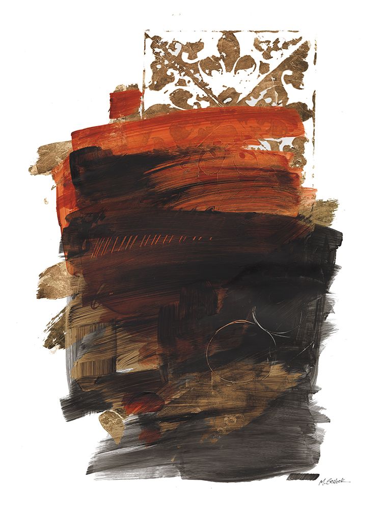 Gold Black Abstract III Red art print by Mike Schick for $57.95 CAD