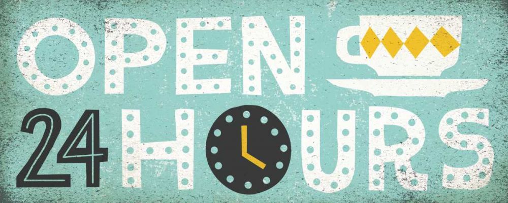 Retro Diner Open 24 Hours Panel art print by Michael Mullan for $57.95 CAD