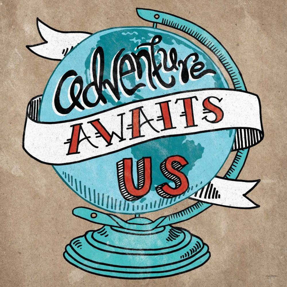 Adventure Love Globe Taupe art print by Mary Urban for $57.95 CAD
