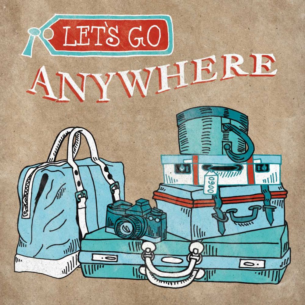 Adventure Love Suitcase Taupe art print by Mary Urban for $57.95 CAD