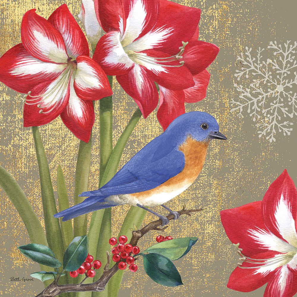 Winter Birds Bluebird Collage art print by Beth Grove for $57.95 CAD