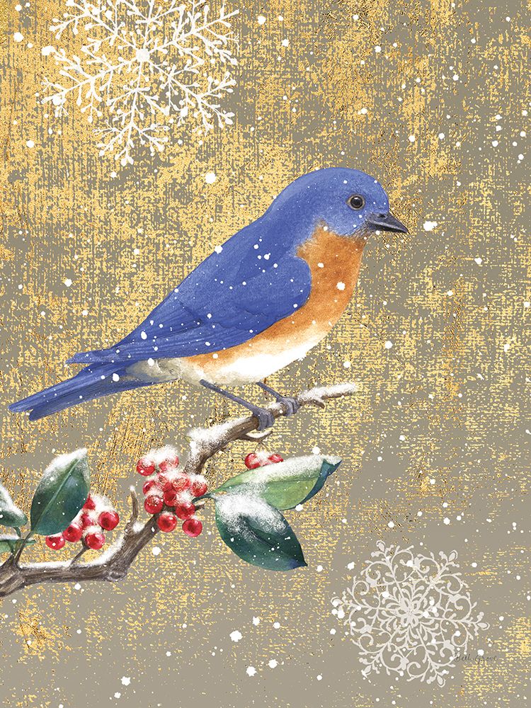 Winter Birds Bluebird Color art print by Beth Grove for $57.95 CAD