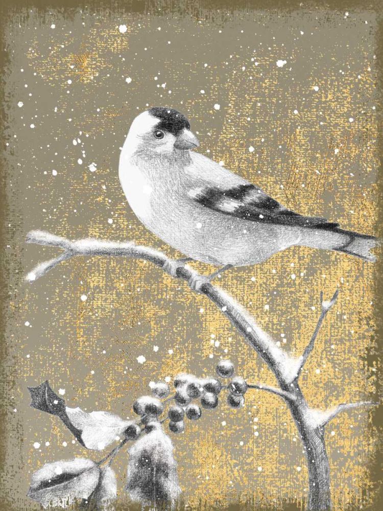 Winter Birds Goldfinch Neutral art print by Beth Grove for $57.95 CAD