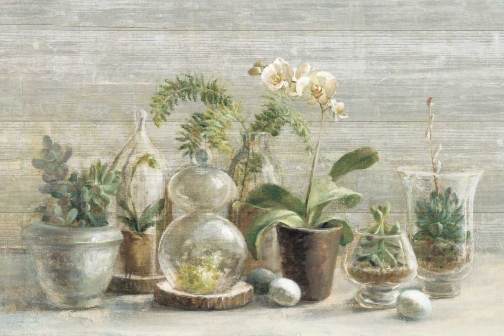 Greenhouse Orchids on Wood art print by Danhui Nai for $57.95 CAD