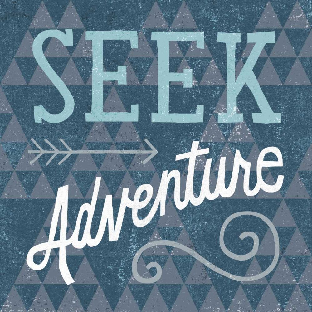 Mod Triangles Seek Adventure Blue art print by Michael Mullan for $57.95 CAD