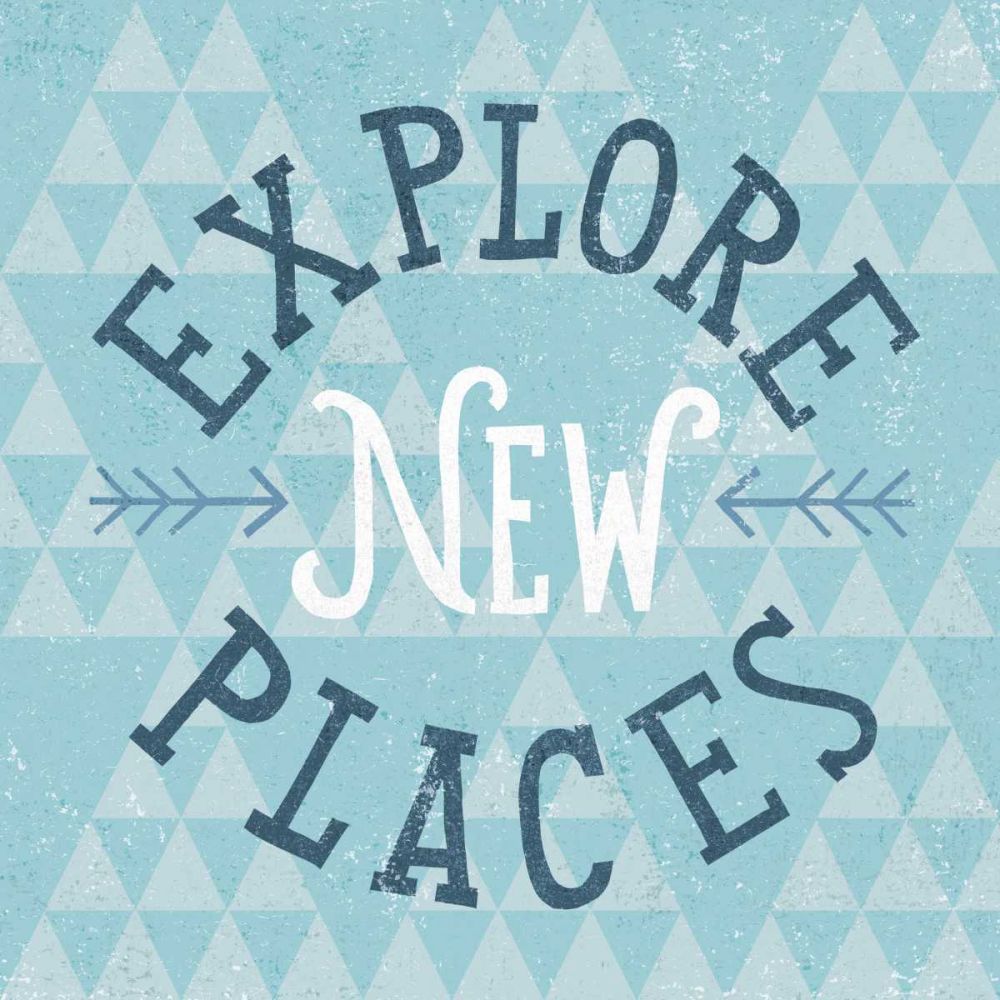 Mod Triangles Explore New Places Blue art print by Michael Mullan for $57.95 CAD