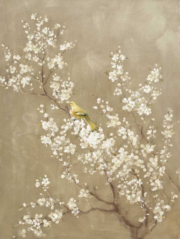 White Cherry Blossom II Neutral Crop Bird art print by Danhui Nai for $57.95 CAD