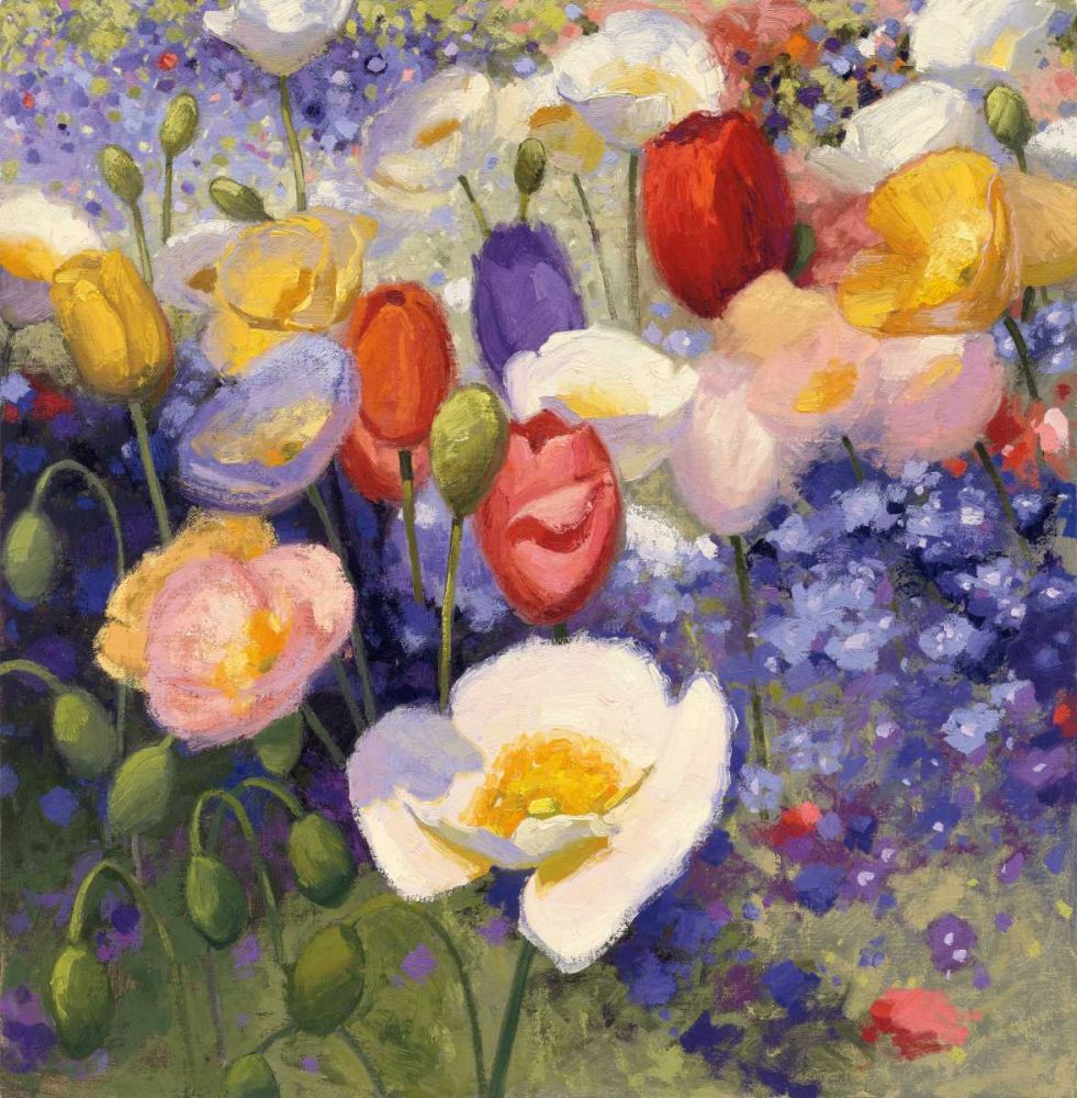 Tulips and Poppy Party art print by Shirley Novak for $57.95 CAD