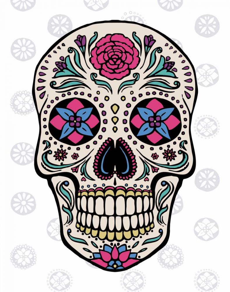 Sugar Skull on Gray art print by Janelle Penner for $57.95 CAD