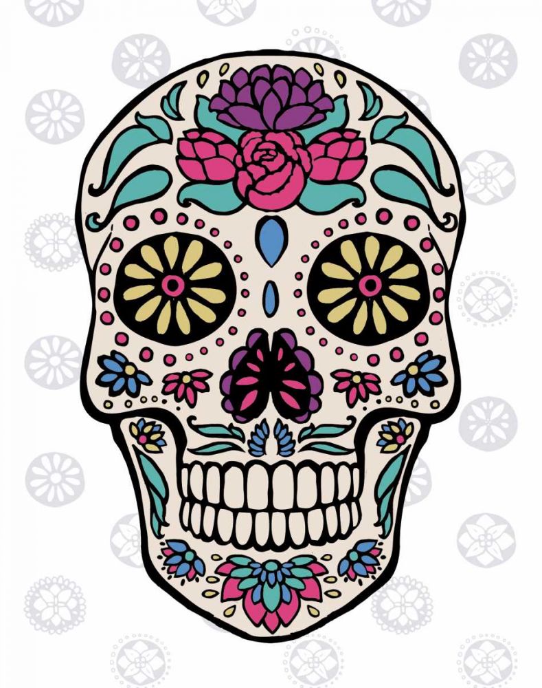Sugar Skull III on Gray art print by Janelle Penner for $57.95 CAD