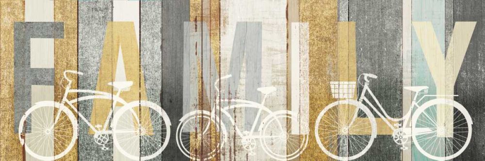 Beachscape Bicycle Family Gold Neutral art print by Michael Mullan for $57.95 CAD