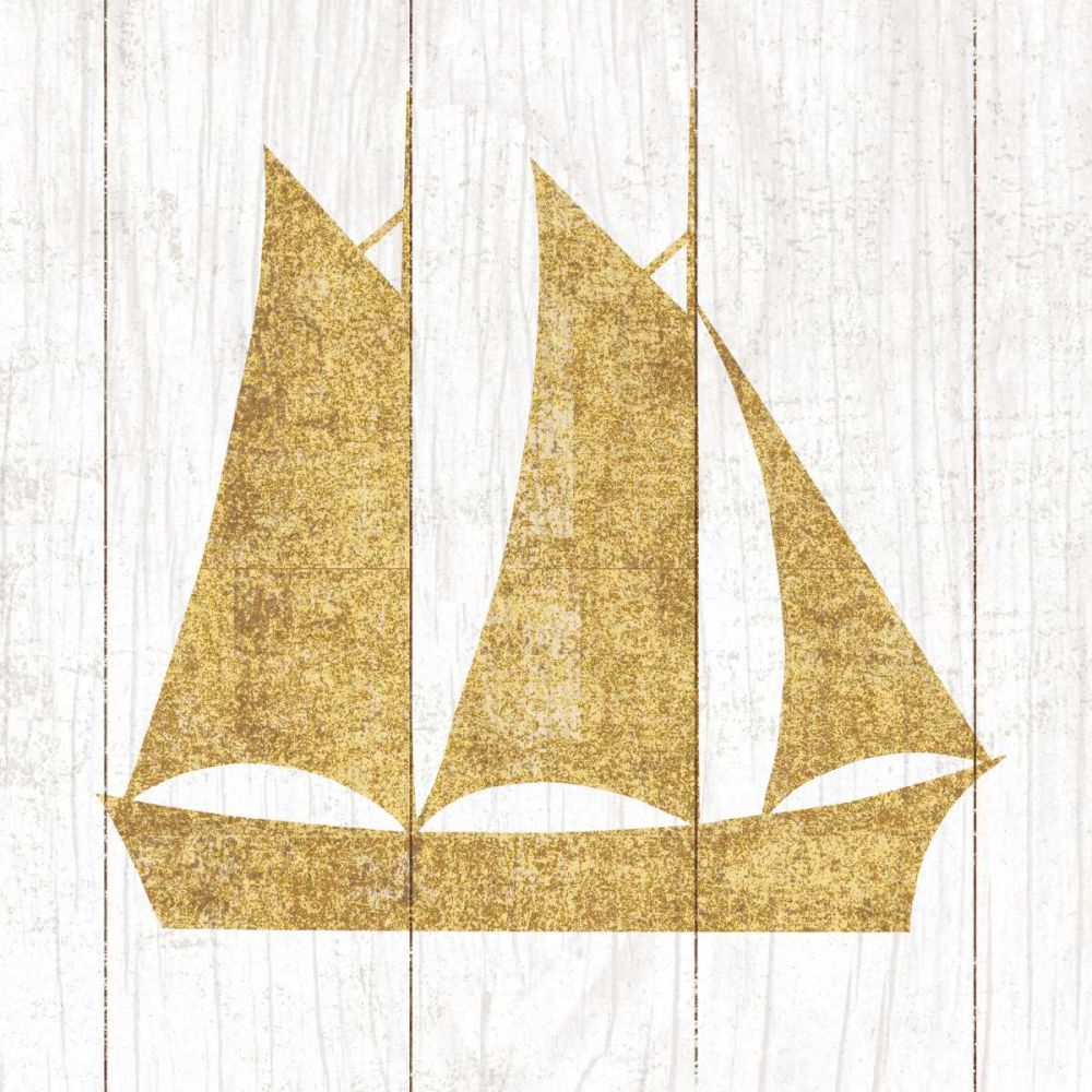 Beachscape V Boat Gold Neutral art print by Michael Mullan for $57.95 CAD