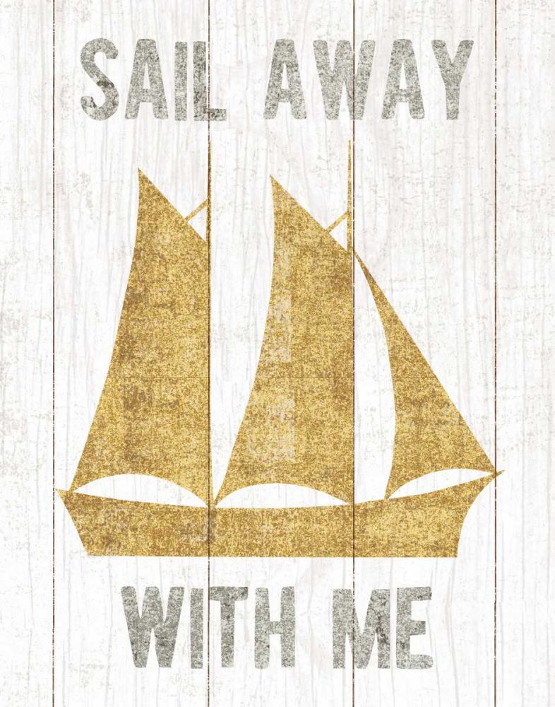 Beachscape V Boat Quote Gold Neutral art print by Michael Mullan for $57.95 CAD