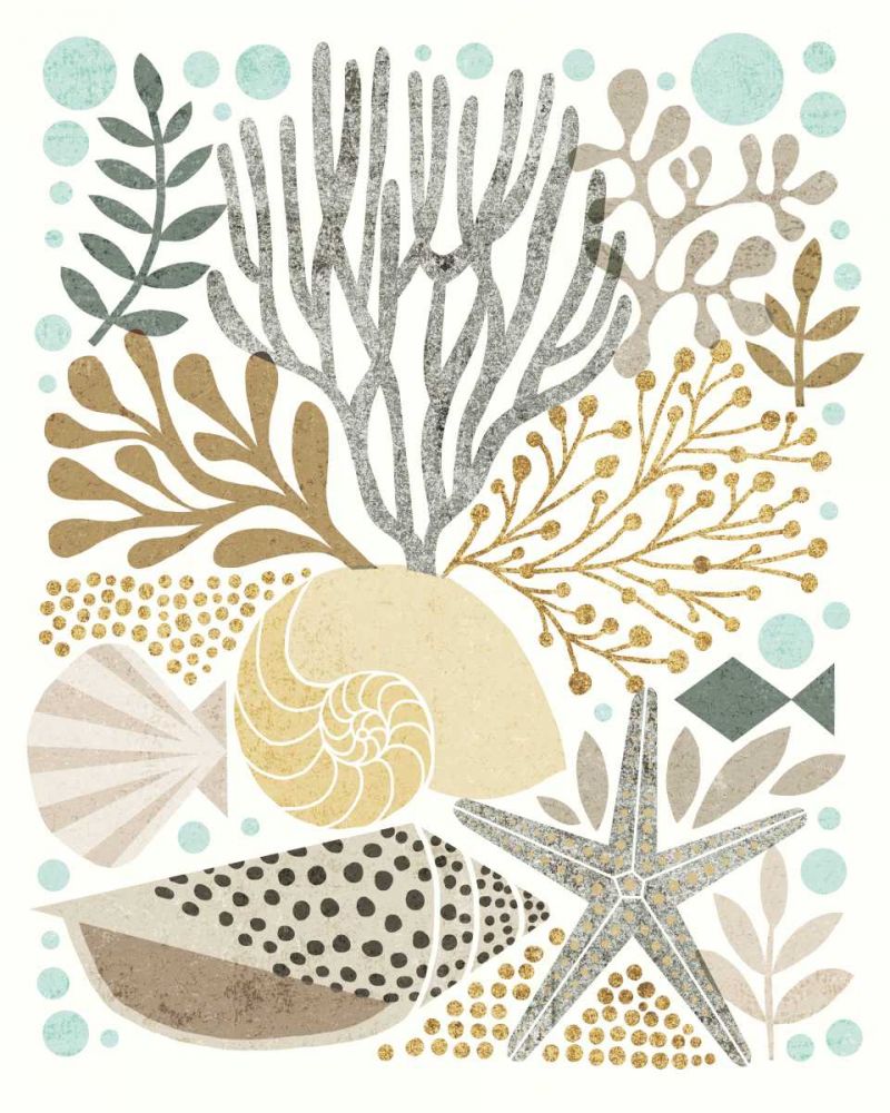 Under Sea Treasures VI Gold Neutral art print by Michael Mullan for $57.95 CAD