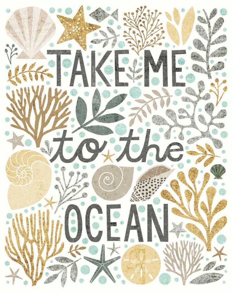 Under Sea Treasures IV Gold Neutral art print by Michael Mullan for $57.95 CAD