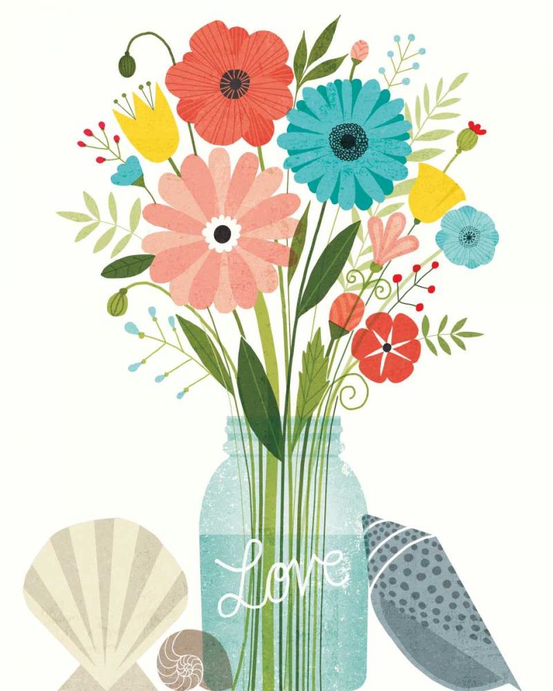 Seaside Bouquet II Mason Jar art print by Michael Mullan for $57.95 CAD