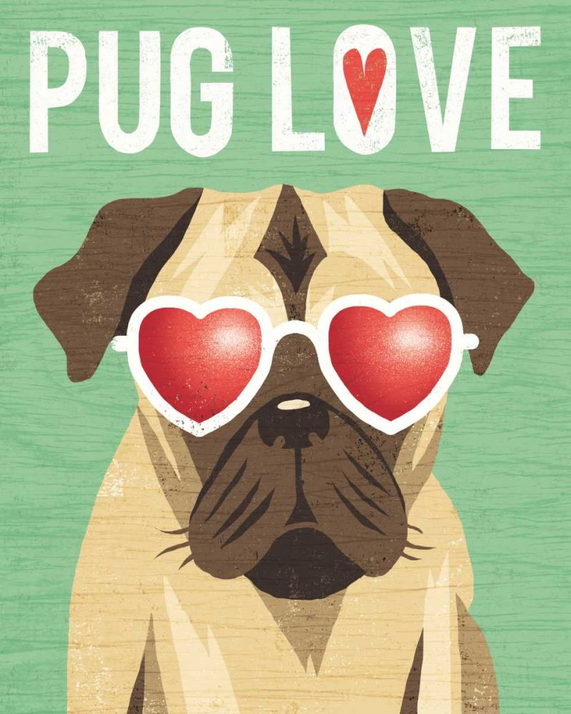 Beach Bums Pug I Love art print by Michael Mullan for $57.95 CAD
