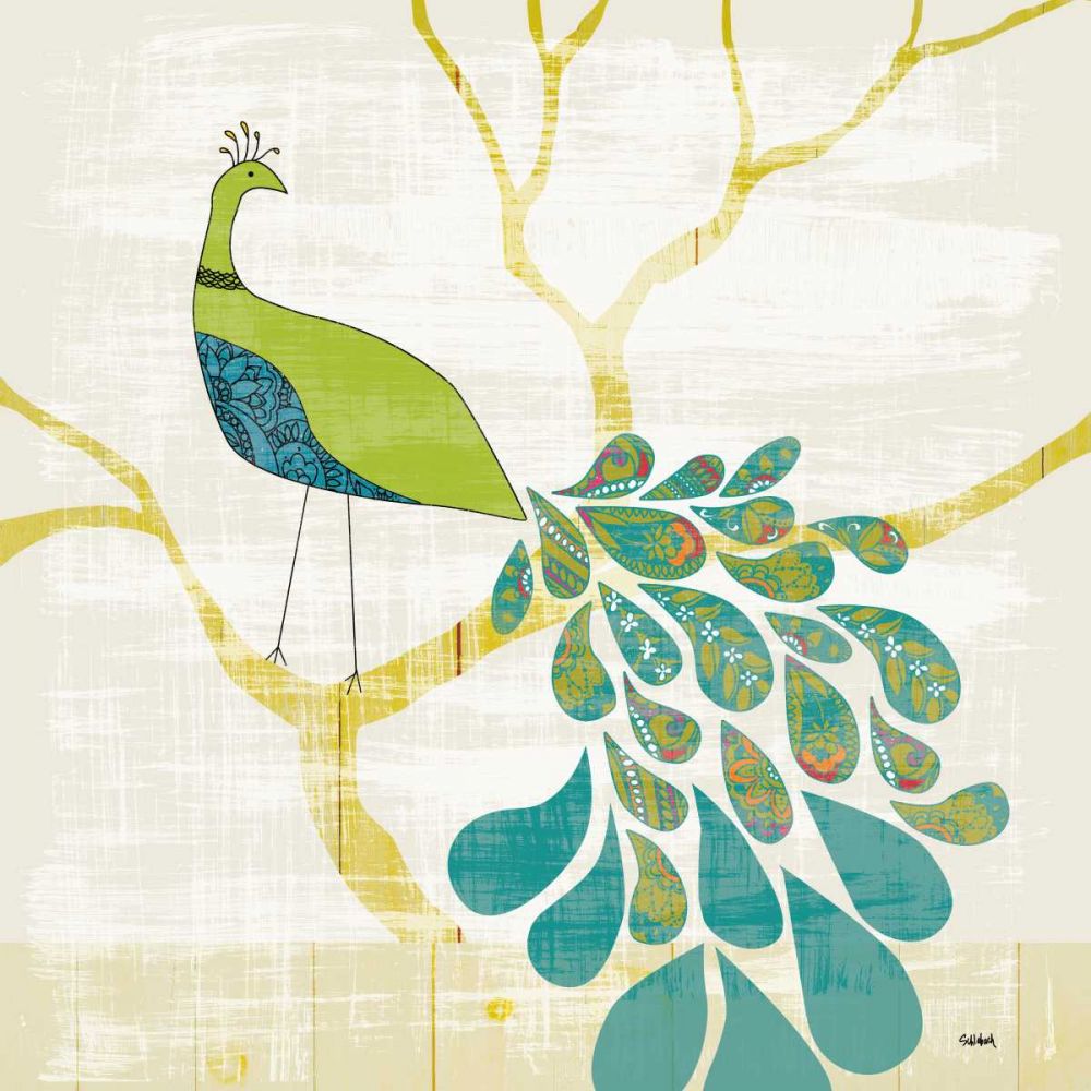 Mod Peacock II art print by Sue Schlabach for $57.95 CAD
