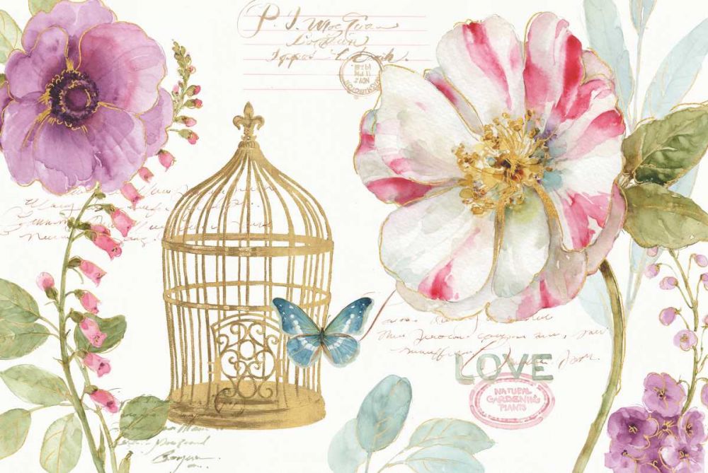 Rainbow Seeds Floral Birdcage I art print by Lisa Audit for $57.95 CAD