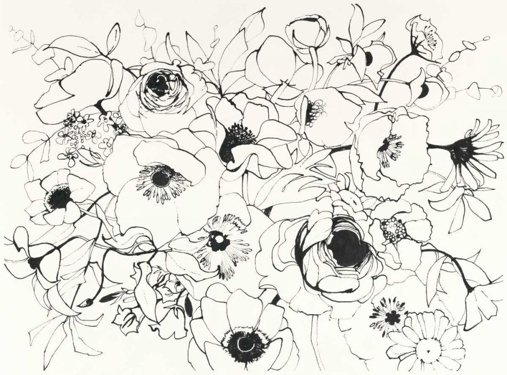 Black Line Poppies Mix art print by Shirley Novak for $57.95 CAD