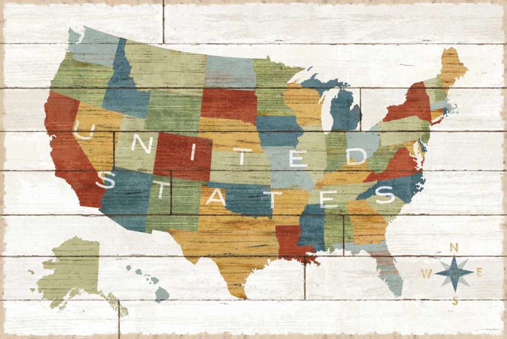 Barnboard Map art print by Sue Schlabach for $57.95 CAD