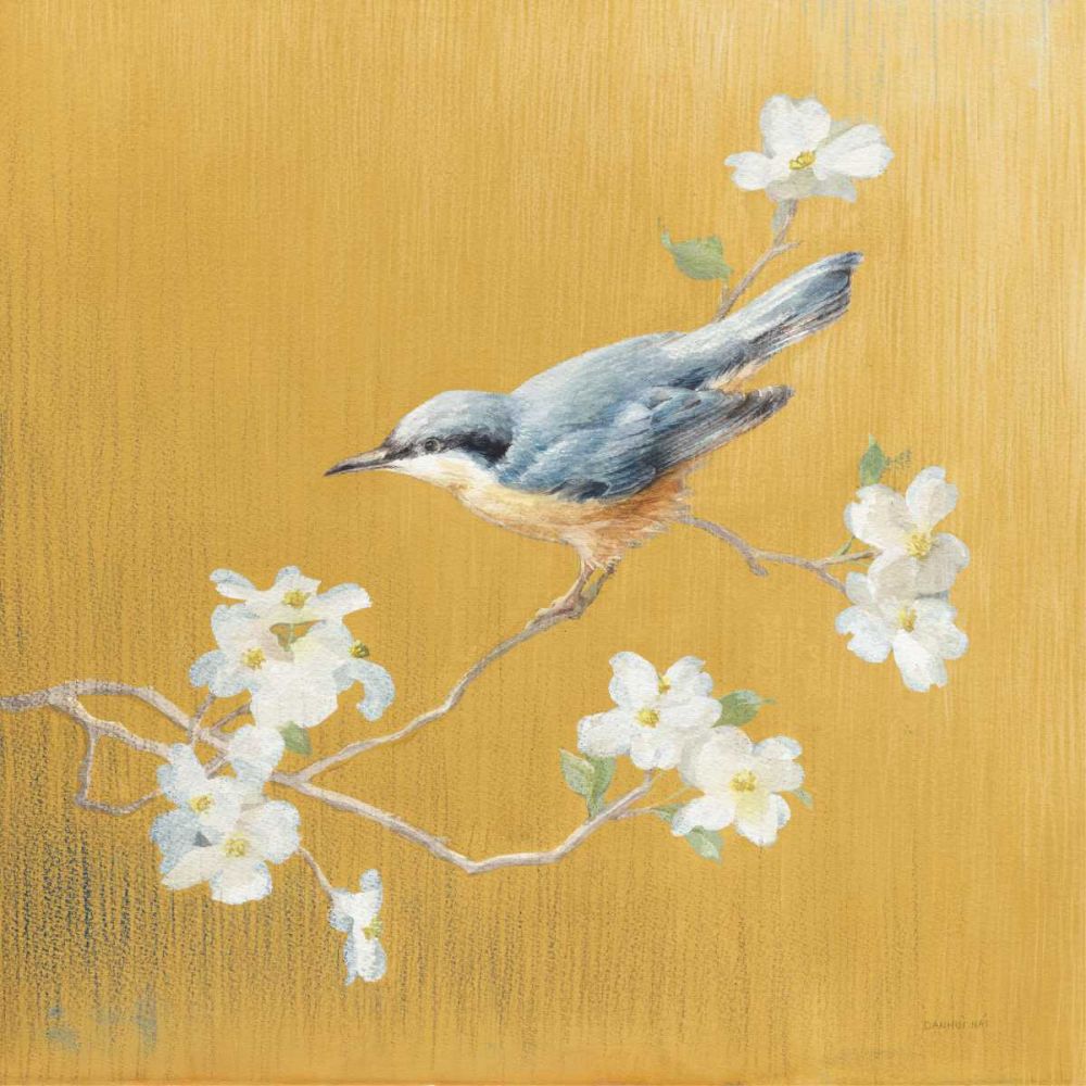 Nuthatch on Gold art print by Danhui Nai for $57.95 CAD