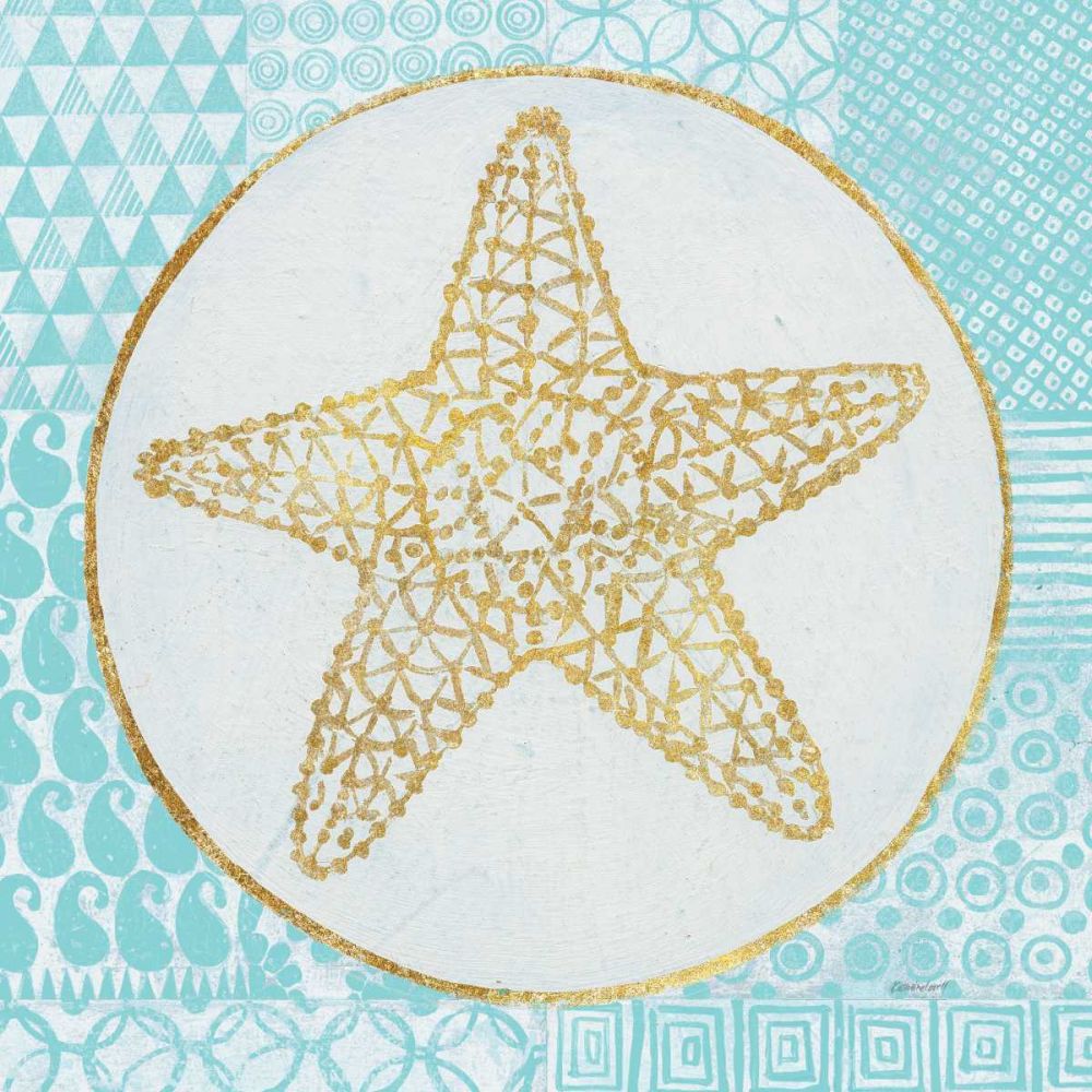 Summer Shells IV Teal and Gold art print by Kathrine Lovell for $57.95 CAD