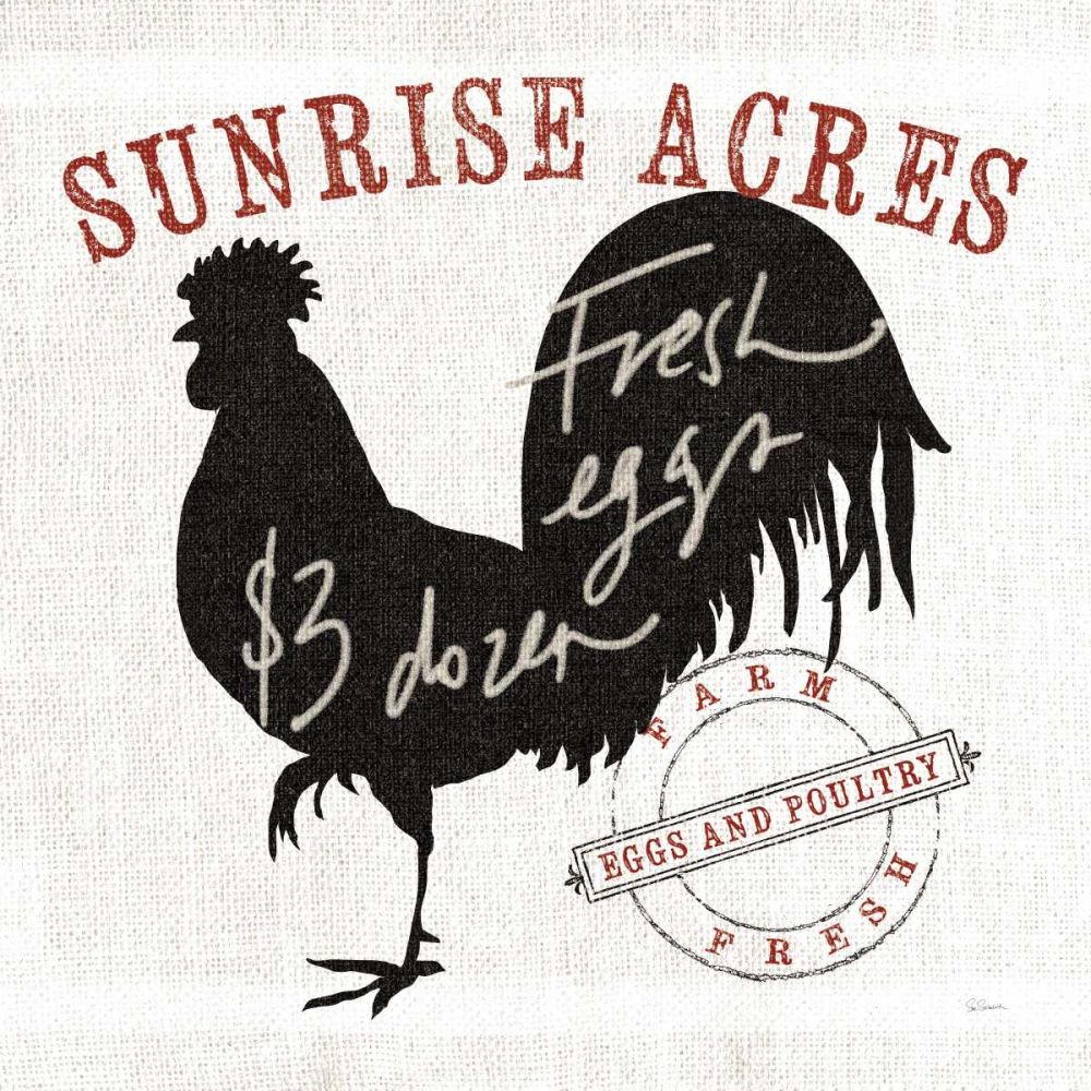 Farm Linen Rooster Black art print by Sue Schlabach for $57.95 CAD