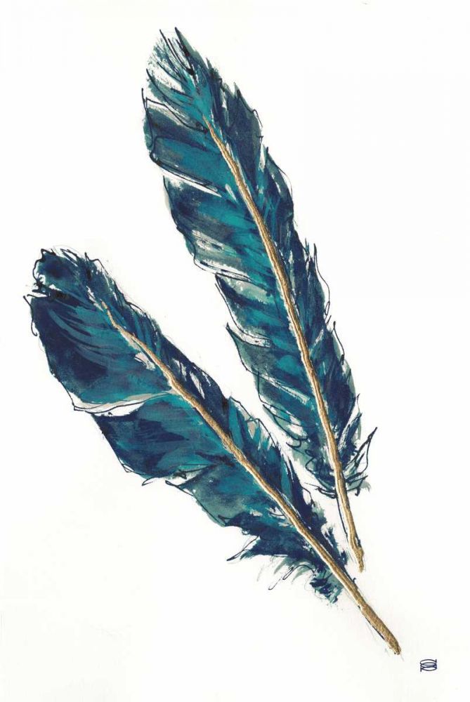Gold Feathers III Indigo art print by Chris Paschke for $57.95 CAD