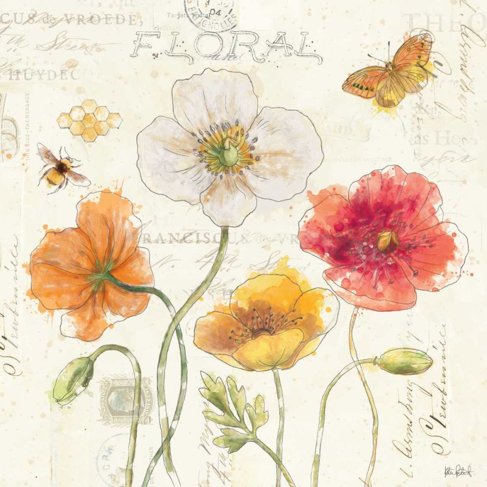 Painted Poppies III art print by Katie Pertiet for $57.95 CAD