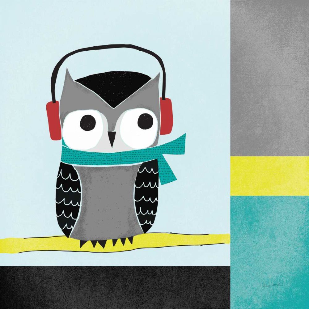 Owls I Blue Gray and Yellow art print by Cheryl Warrick for $57.95 CAD