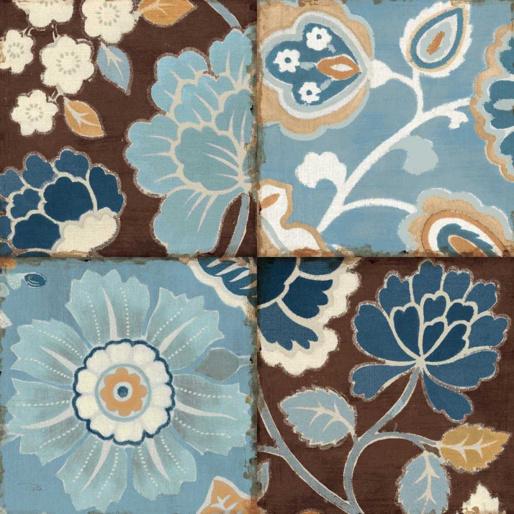 Blue Patchwork Motiff II art print by Pela for $57.95 CAD