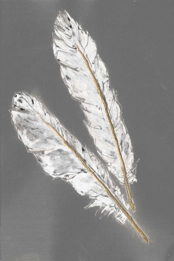 Gold Feathers III on Grey art print by Chris Paschke for $57.95 CAD