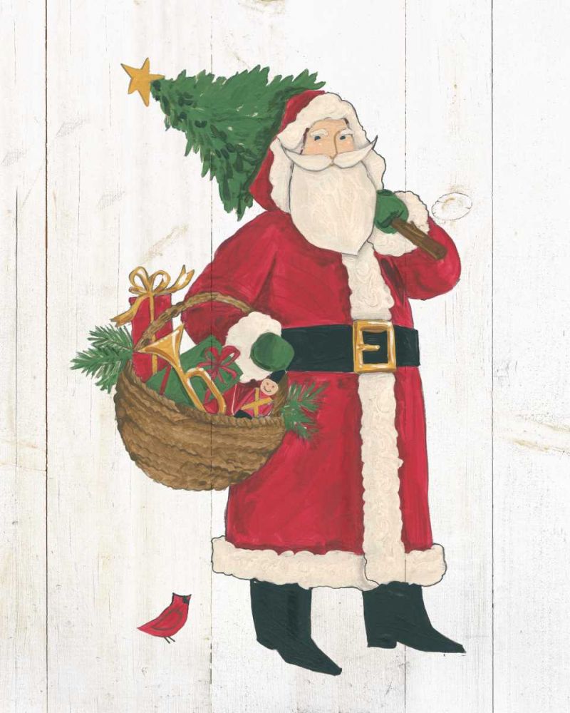 Vintage St Nick III no Words on White Wood art print by Anne Tavoletti for $57.95 CAD