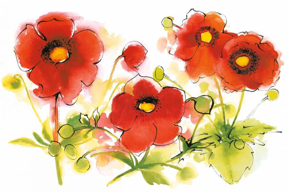 Flores Rojas VI art print by Shirley Novak for $57.95 CAD
