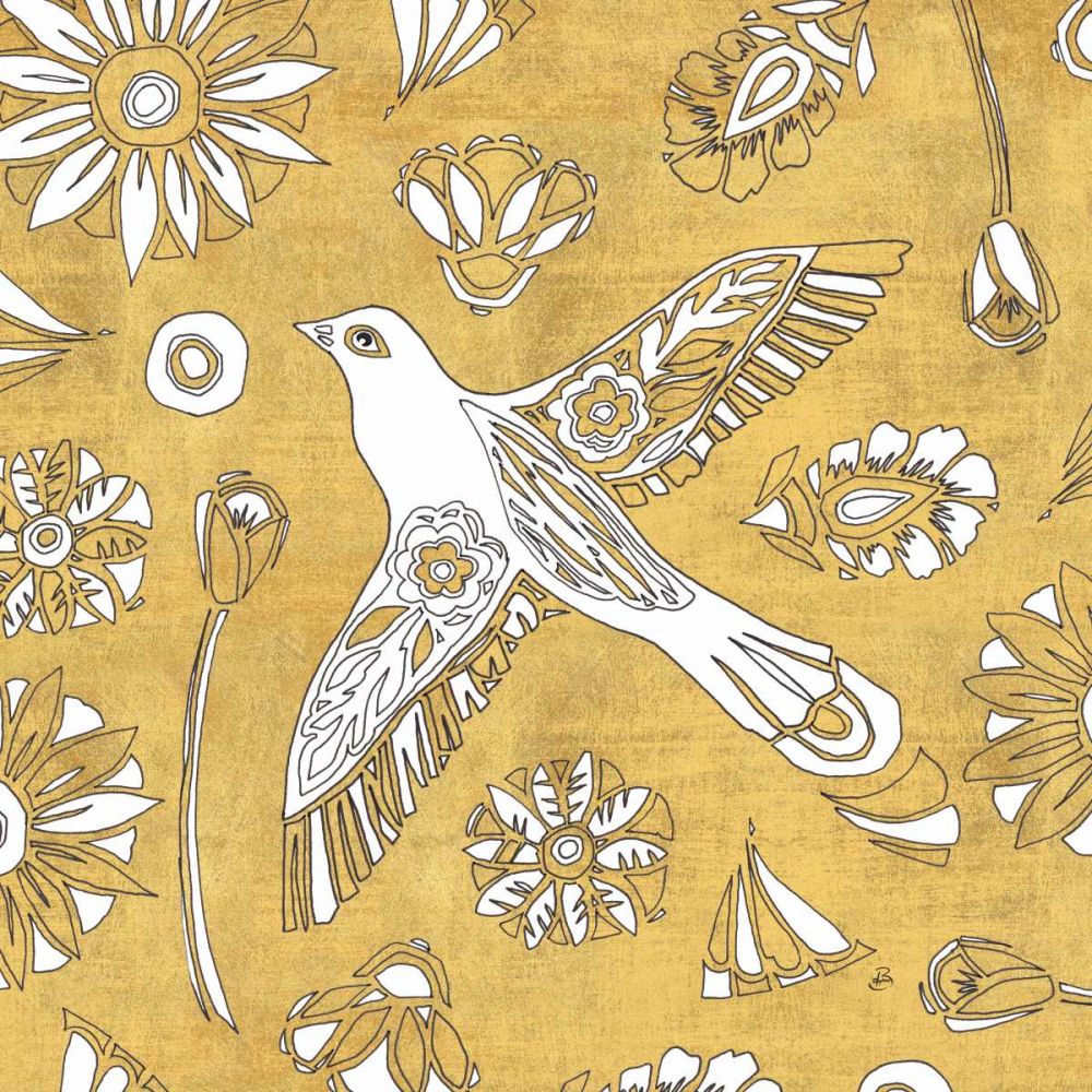 Color my World Nordic Woodcut I Gold art print by Daphne Brissonnet for $57.95 CAD