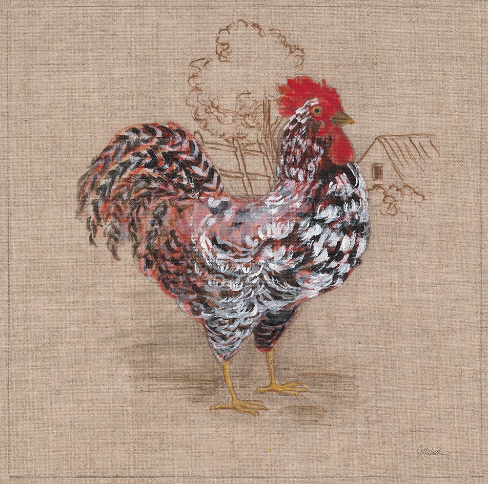 Toile Rooster I art print by Sue Schlabach for $57.95 CAD