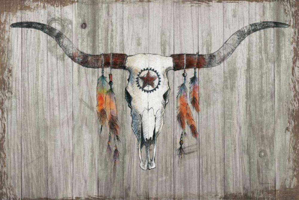 Longhorn on Dark Gray Wood art print by Avery Tillmon for $57.95 CAD