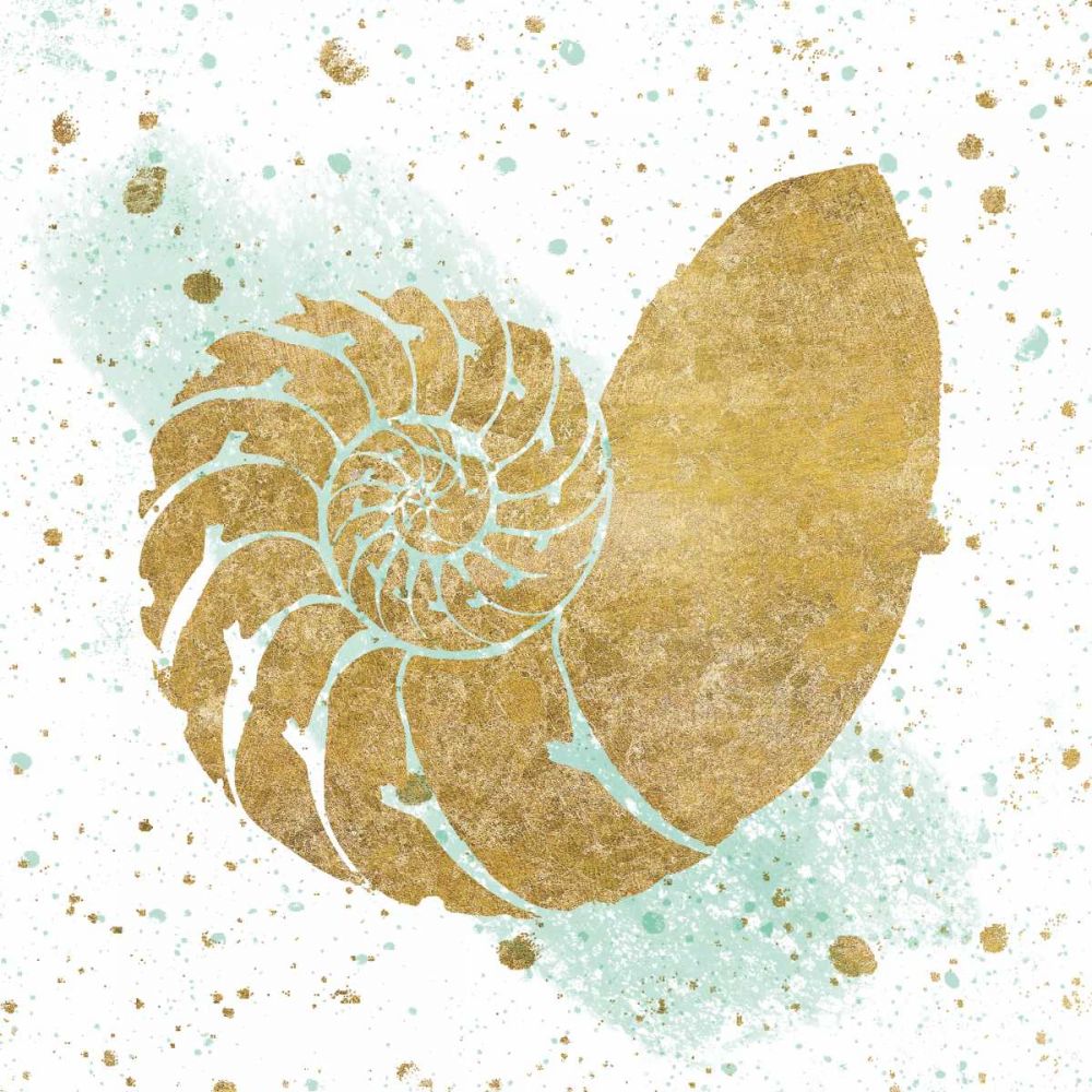 Silver Sea Life Aqua Shell art print by Wild Apple Portfolio for $57.95 CAD