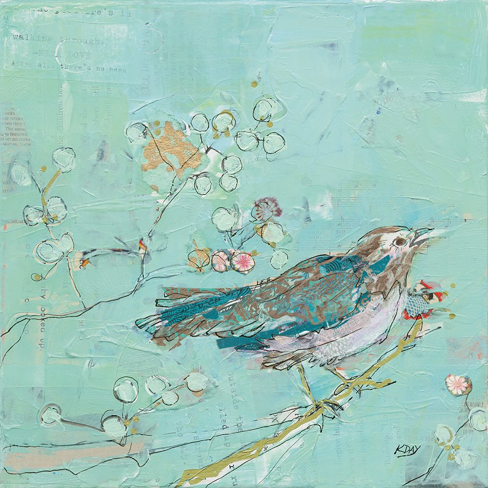 Birds of a Feather v2 with Teal art print by Kellie Day for $57.95 CAD