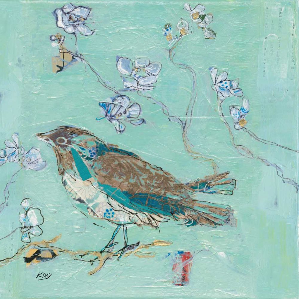 Aqua Bird with Teal art print by Kellie Day for $57.95 CAD