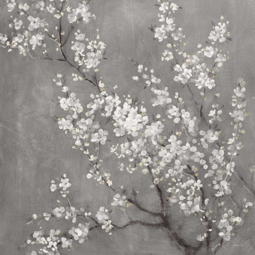 White Cherry Blossoms II on Grey Crop art print by Danhui Nai for $57.95 CAD