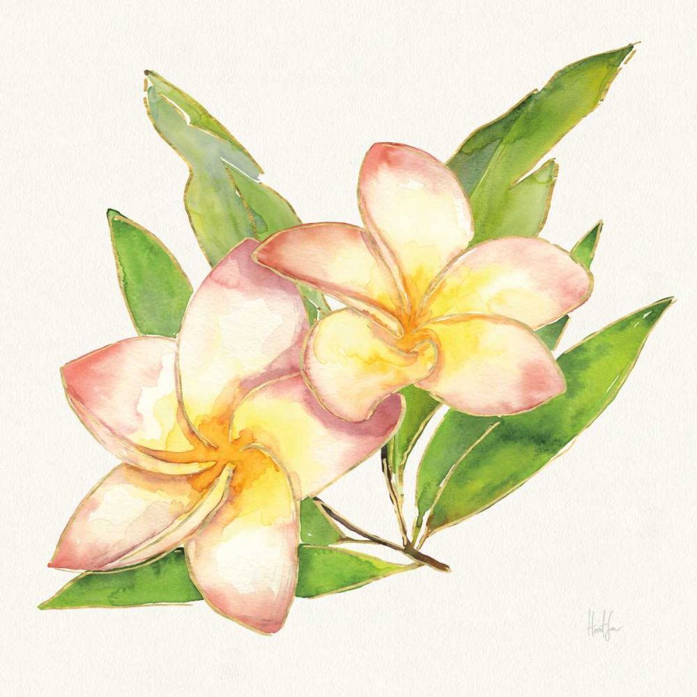 Tropical Fun Flowers I with Gold art print by Harriet Sussman for $57.95 CAD