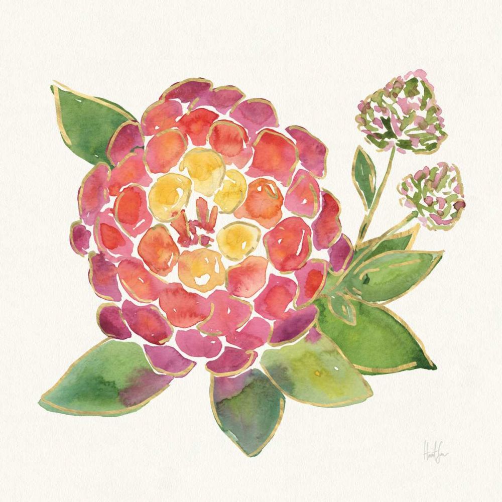 Tropical Fun Flowers II with Gold art print by Harriet Sussman for $57.95 CAD